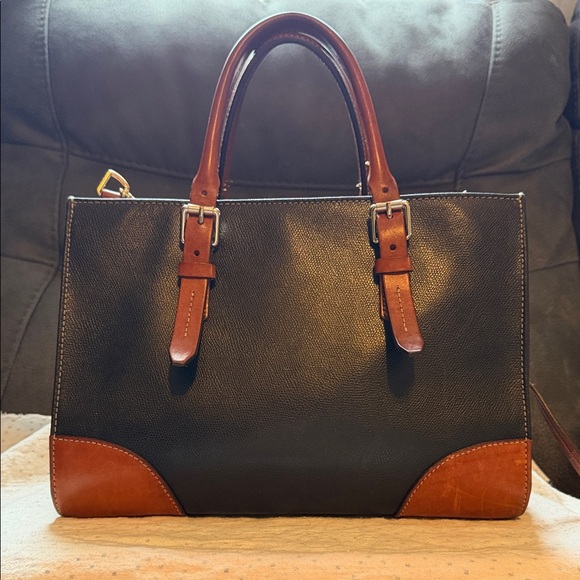 Dooney & Bourke Black and Tan Leather Satchel - Picture 3 of 11